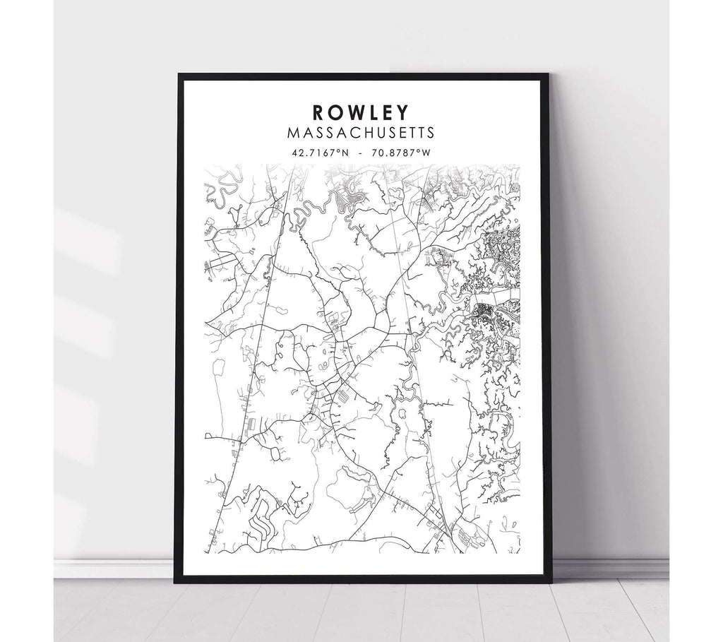 Rowley, Massachusetts Scandinavian Map Print 