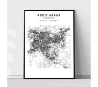 
              Addis Ababa, Ethiopia, South Africa Scandinavian Style Map Print 
            