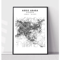 Addis Ababa, Ethiopia, South Africa Scandinavian Style Map Print 