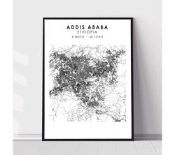 Addis Ababa, Ethiopia, South Africa Scandinavian Style Map Print 