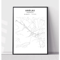 Andlau, France Scandinavian Style Map Print 