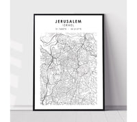 
              Jerusalem, Israel Scandinavian Style Map Print 
            