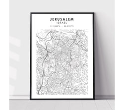 Jerusalem, Israel Scandinavian Style Map Print 