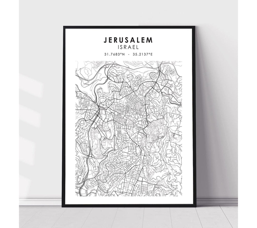 Jerusalem, Israel Scandinavian Style Map Print 