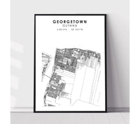 
              Georgetown, Guyana Scandinavian Style Map Print 
            
