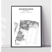 Georgetown, Guyana Scandinavian Style Map Print 