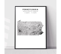 
              Pennsylvania, United States Scandinavian Style Map Print 
            