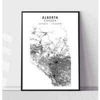 Alberta, Canada Scandinavian Style Map Print 