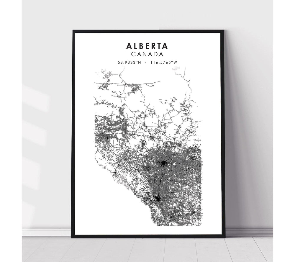 Alberta, Canada Scandinavian Style Map Print 