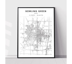 Bowling Green, Ohio Scandinavian Map Print 