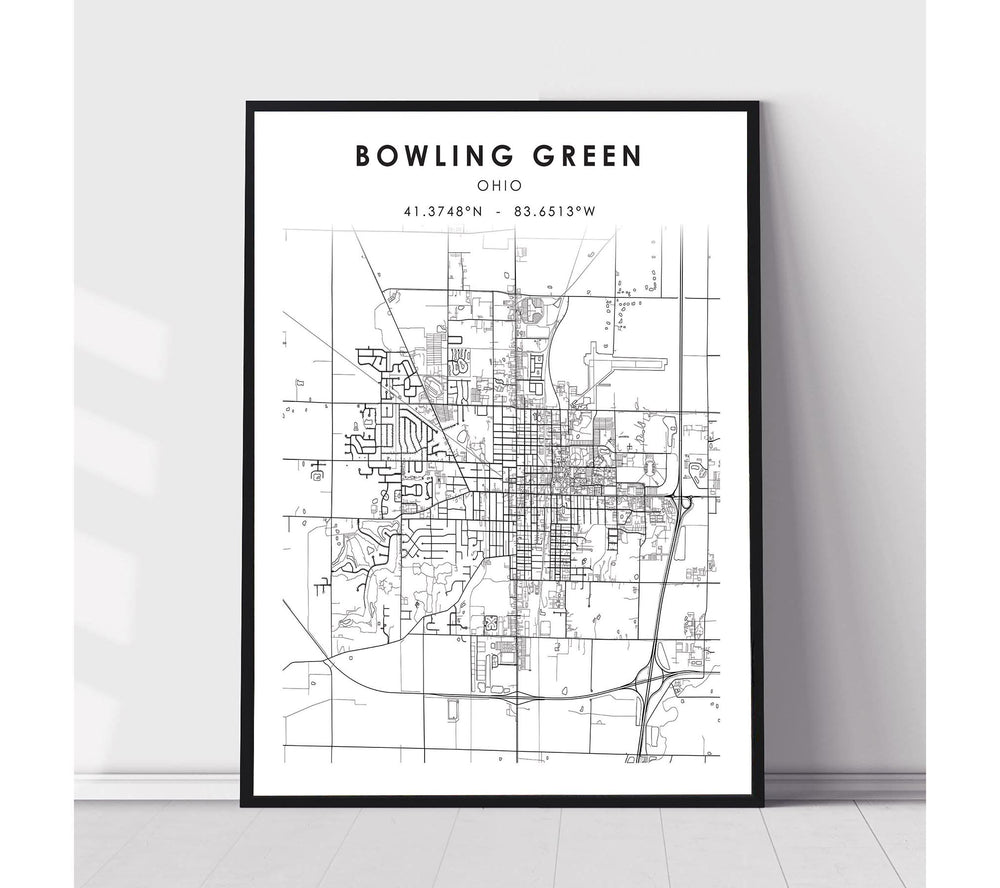 Bowling Green, Ohio Scandinavian Map Print 