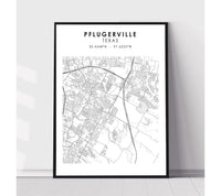 
              Pflugerville, Texas Scandinavian Map Print 
            