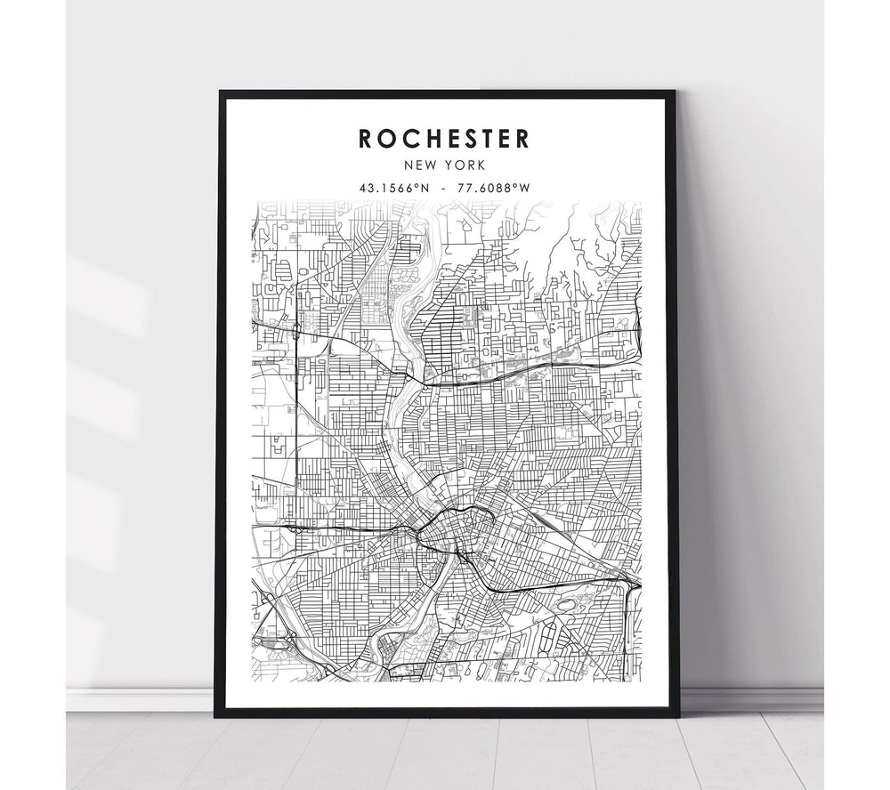 Rochester, New York Scandinavian Map Print 