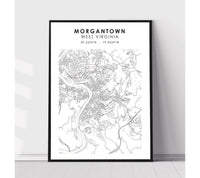 
              Morgantown, West Virginia Scandinavian Map Print 
            