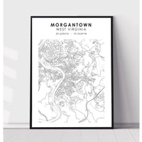 Morgantown, West Virginia Scandinavian Map Print 