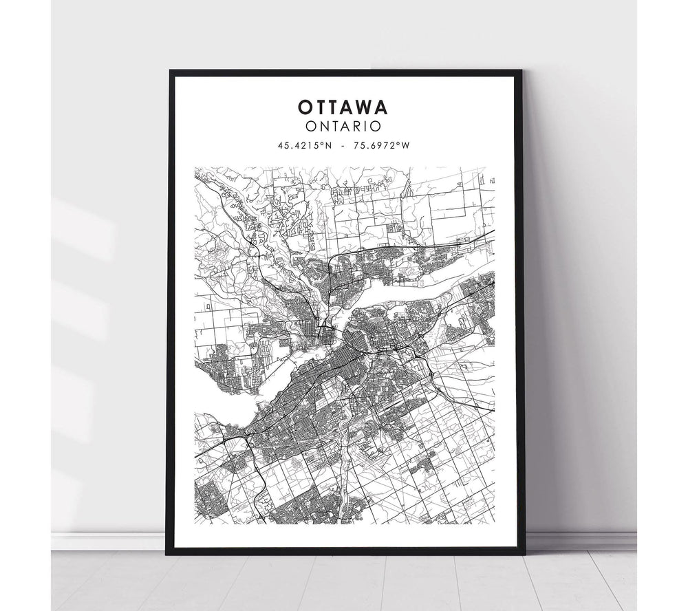 Ottawa, Ontario Scandinavian Style Map Print 