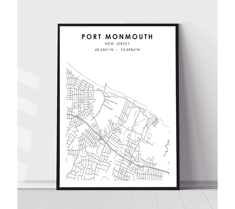 Port Monmouth, New Jersey Scandinavian Map Print 