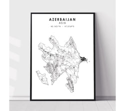 Azerbaijan, Asia Scandinavian Style Map Print 