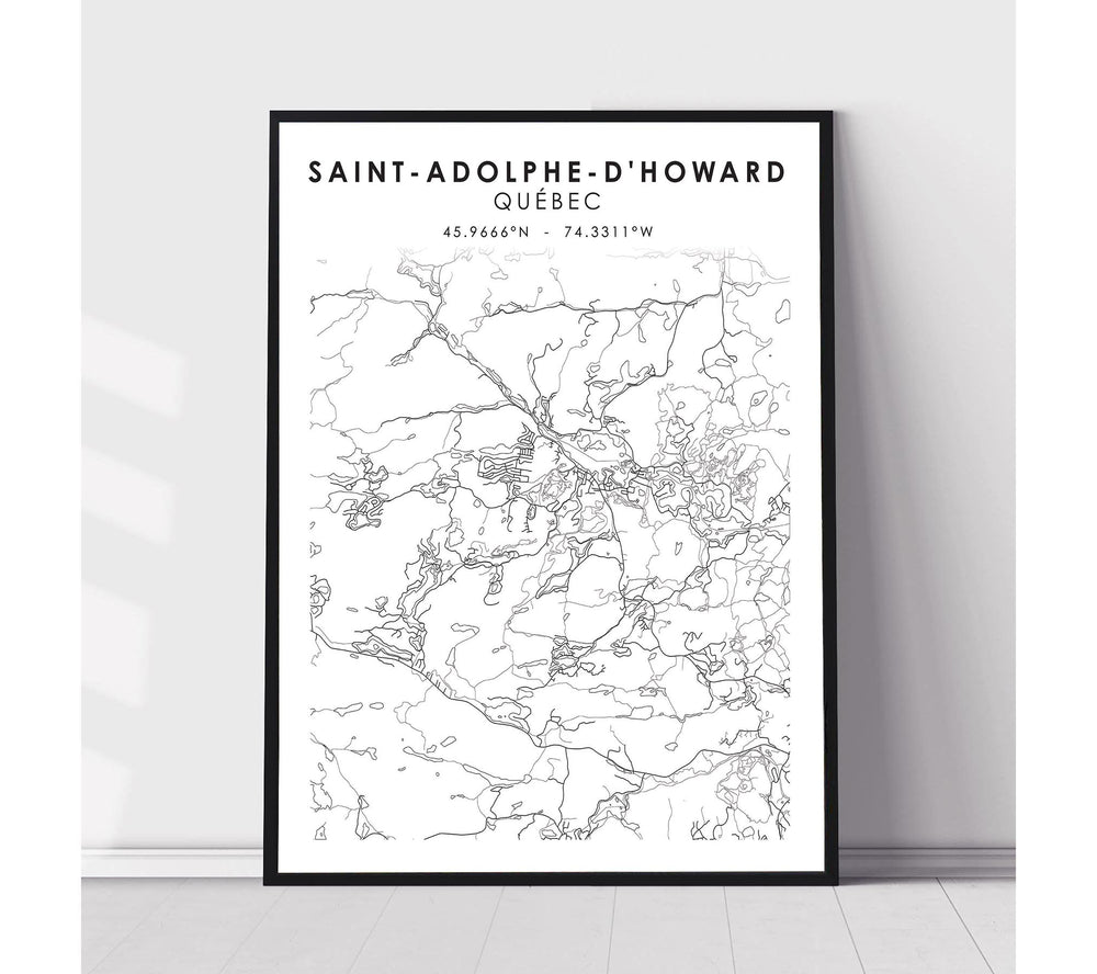 Saint-Adolphe-D' Howard, Québec Scandinavian Style Map Print 