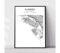 
              Alameda, California Scandinavian Map Print 
            