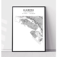 Alameda, California Scandinavian Map Print 