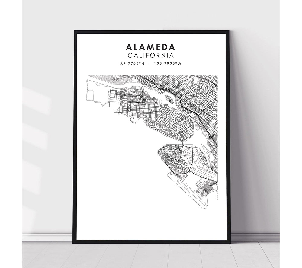 Alameda, California Scandinavian Map Print 