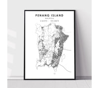 
              Penang island, Malaysia Scandinavian Style Map Print 
            