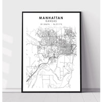 Manhattan, Kansas Scandinavian Map Print 