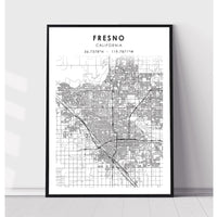 Fresno, California Scandinavian Map Print 