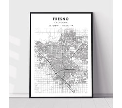 Fresno, California Scandinavian Map Print 