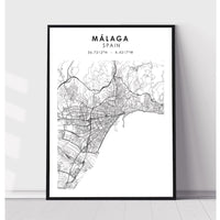 Málaga, Spain Scandinavian Style Map Print 