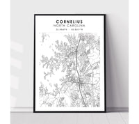 
              Cornelius North Carolina Scandinavian Map Print 
            