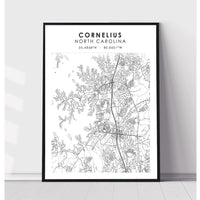 Cornelius North Carolina Scandinavian Map Print 
