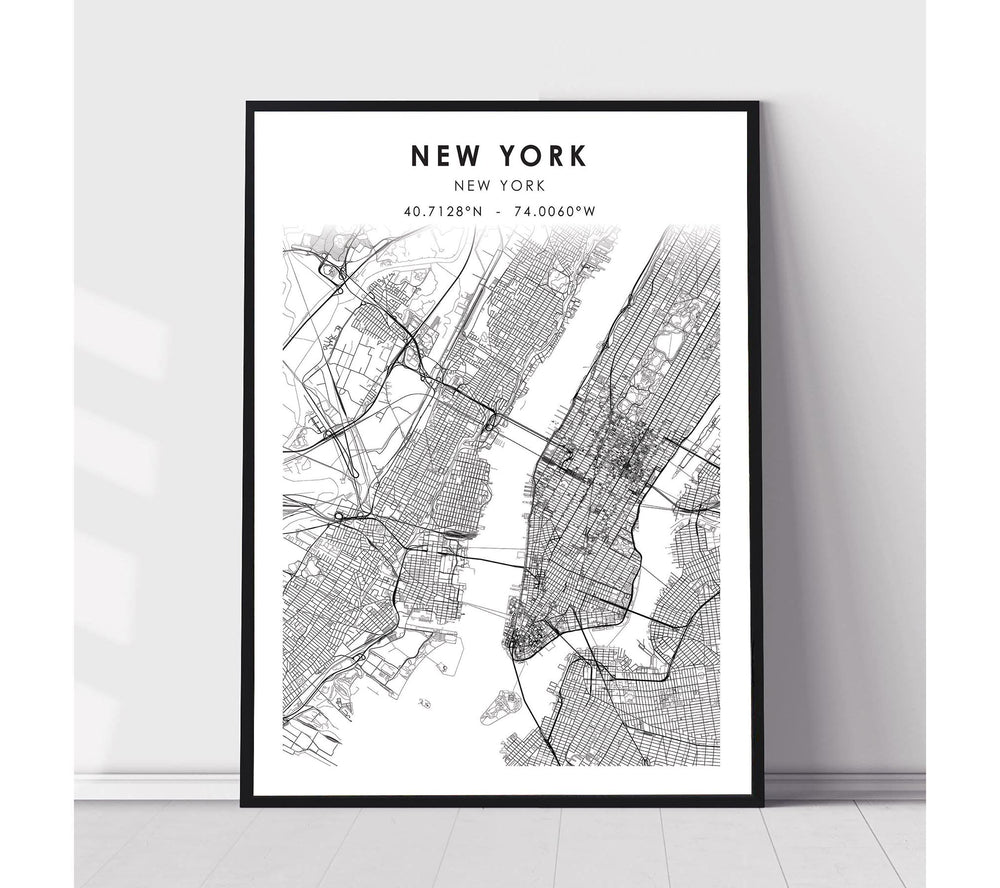 New York, New York Scandinavian Map Print 