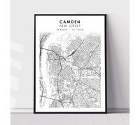 
              Camden, New Jersey Scandinavian Map Print
            