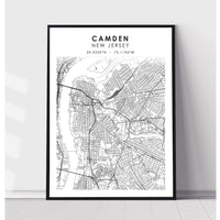 Camden, New Jersey Scandinavian Map Print