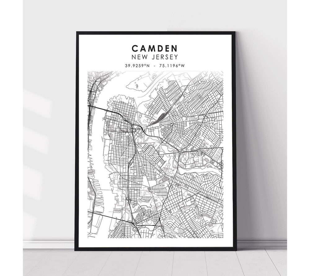 Camden, New Jersey Scandinavian Map Print