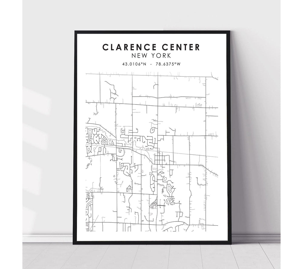 Clarence Center, New York Scandinavian Map Print 