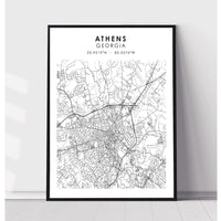Athens, Georgia Scandinavian Map Print 