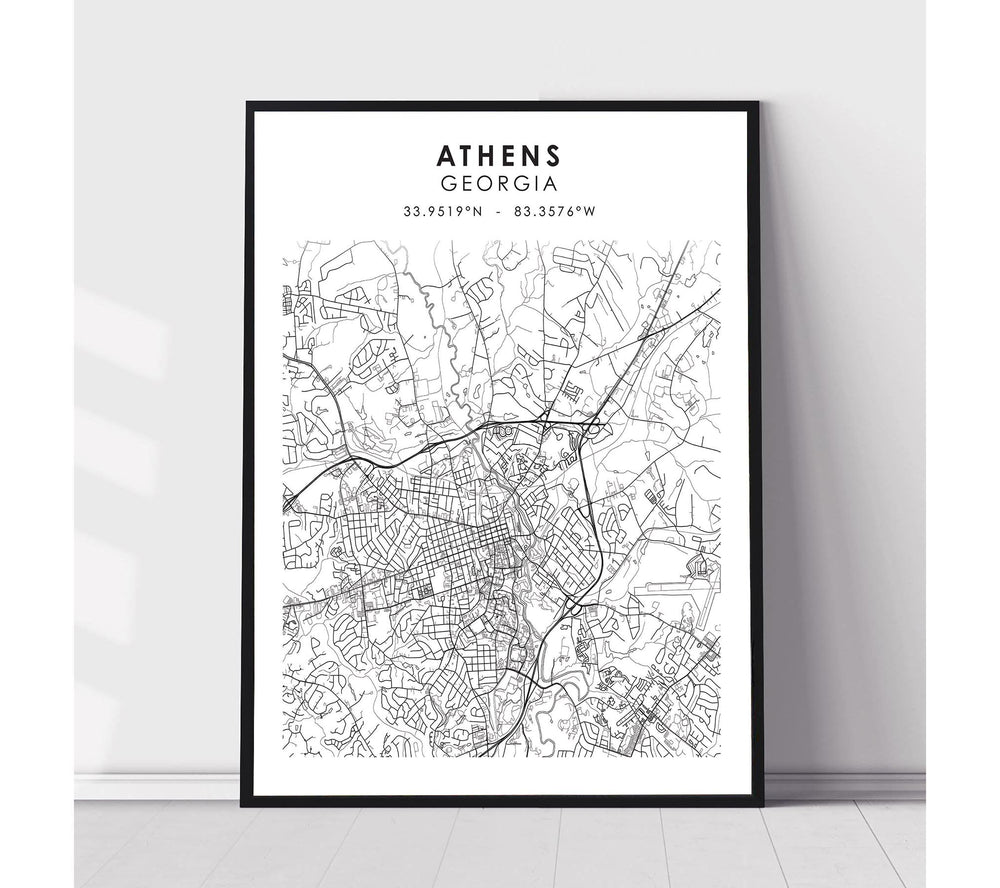 Athens, Georgia Scandinavian Map Print 