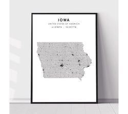 Iowa, United States Scandinavian Style Map Print 