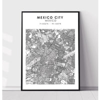 Mexico City, Mexico Scandinavian Style Map Print 