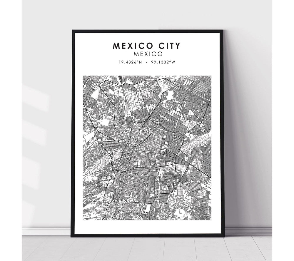 Mexico City, Mexico Scandinavian Style Map Print 
