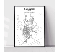 
              Samawah, Iraq Scandinavian Style Map Print 
            