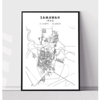 Samawah, Iraq Scandinavian Style Map Print 