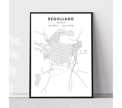 Degollado, Mexico Scandinavian Style Map Print 