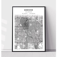 Denver, Colorado Scandinavian Map Print 