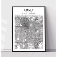 Denver, Colorado Scandinavian Map Print 