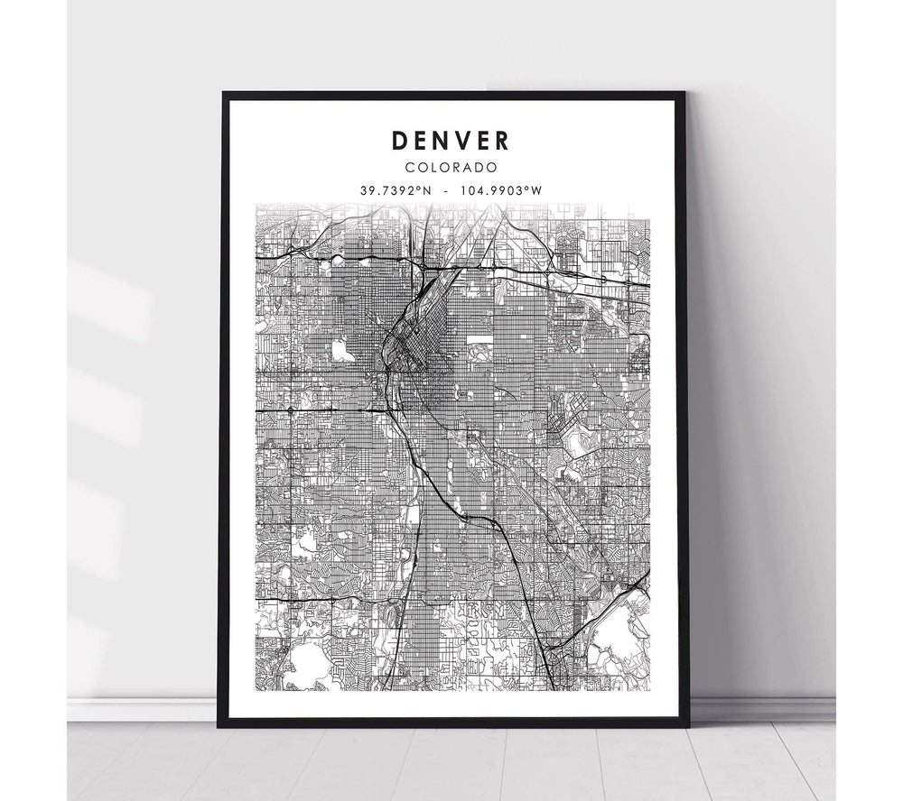 Denver, Colorado Scandinavian Map Print 
