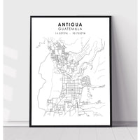Antigua, Guatemala Scandinavian Style Map Print 